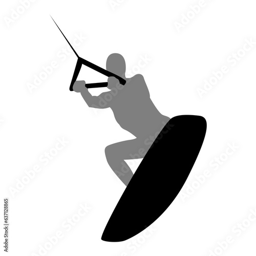Silhouette of a person wakeboarding
