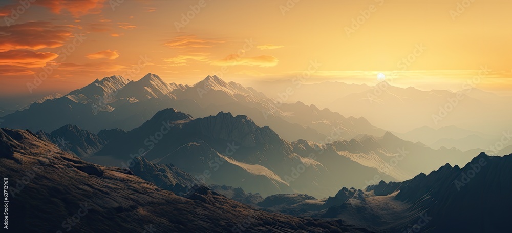 sunrise near the top of the mountains Generative AI