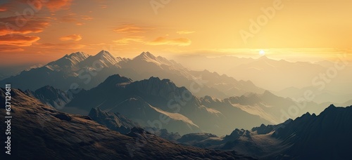 sunrise near the top of the mountains Generative AI © SKIMP Art