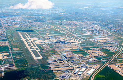Calgary International Airport as seen from air. Alberta, Canada