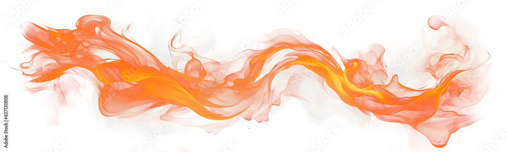 Burning raging fire. Long horizontal flames isolated illustration