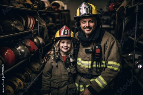 Inspiring Courage: Firefighter Parent and Child in Miniature Gear Together