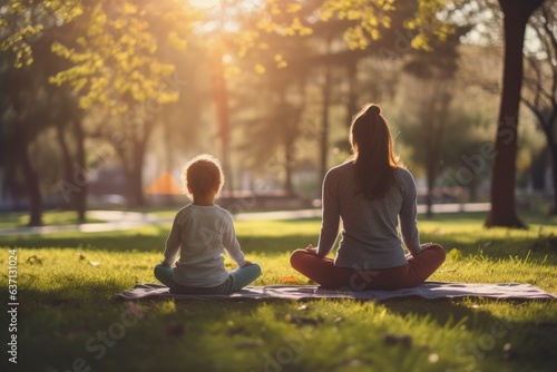 Tranquil Park Bonding: Parent-Child Yoga Poses in Serene Setting