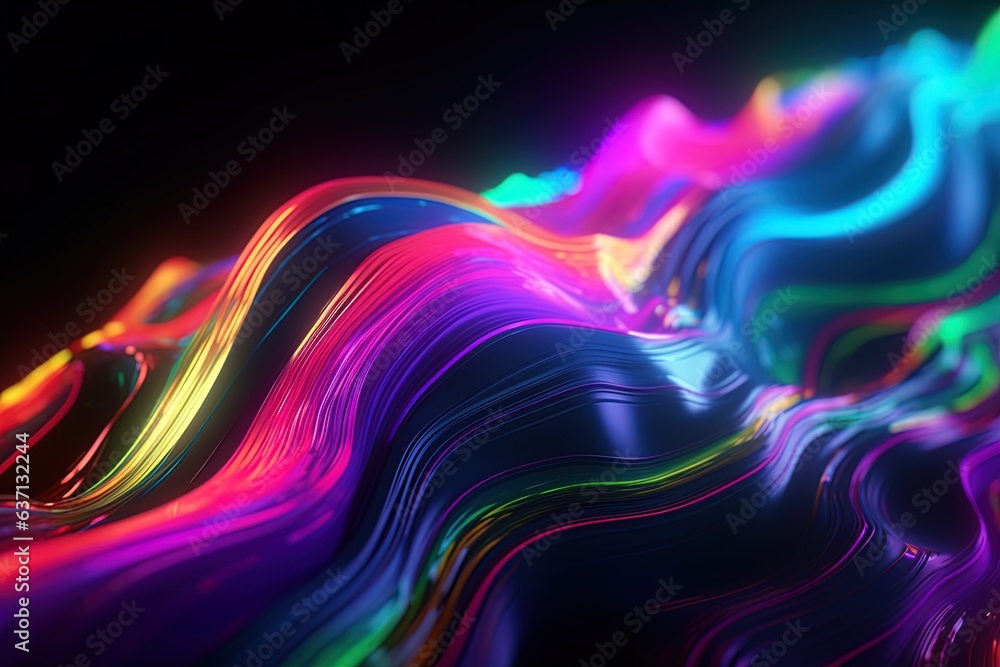 Abstract neon wave background. Generative AI Abstract neon wave background. Generative AI