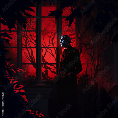 Dracula mirando fuera de su ventana © Gera