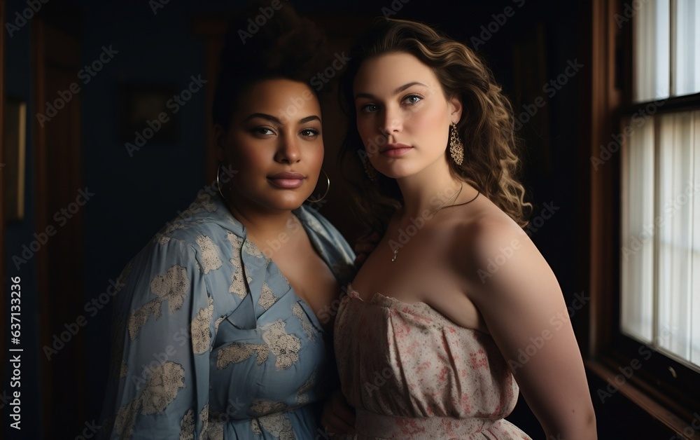 Two confident diverse plus size woman. Two confident diverse plus size woman.