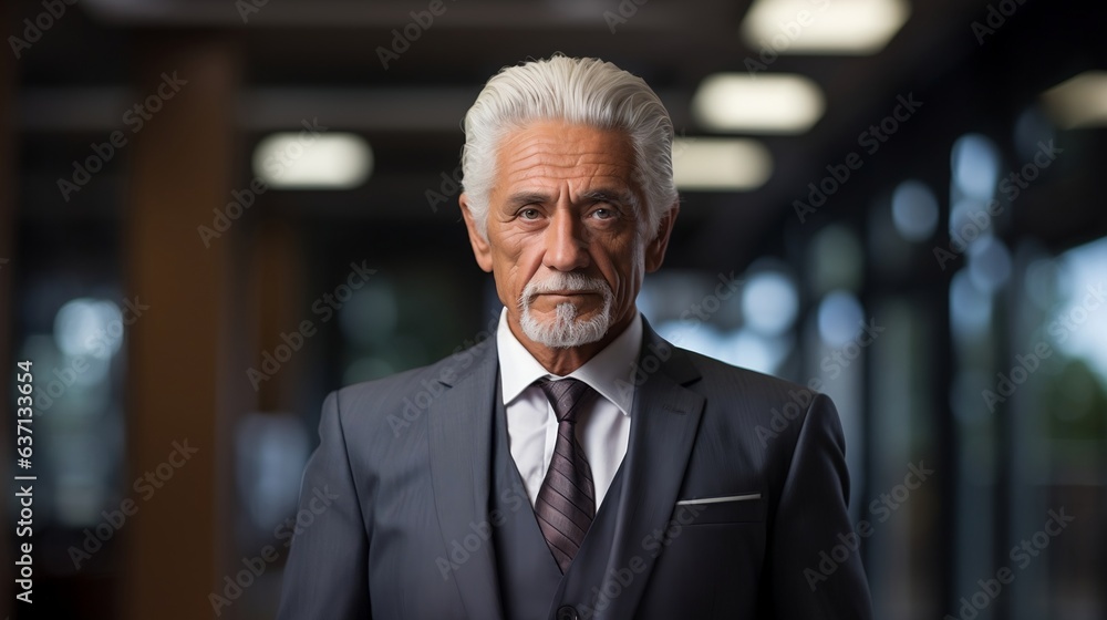 Mature senior Businessman CEO Portrait. Hispanic male Businessman. age 60s