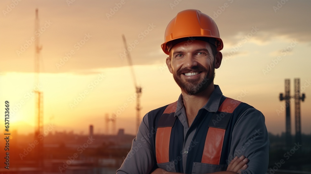 portrait of a construction worker with his arm crossed