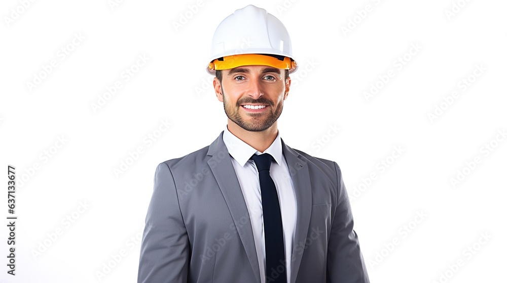 portrait of a smiling architect isolated on white background portrait of a smiling architect isolated on white background