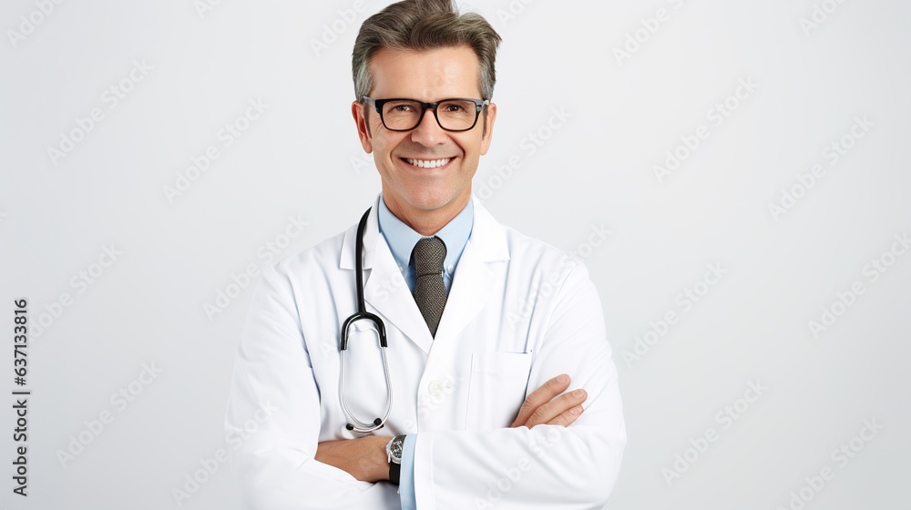 portrait of a smiling doctor isolated on white background