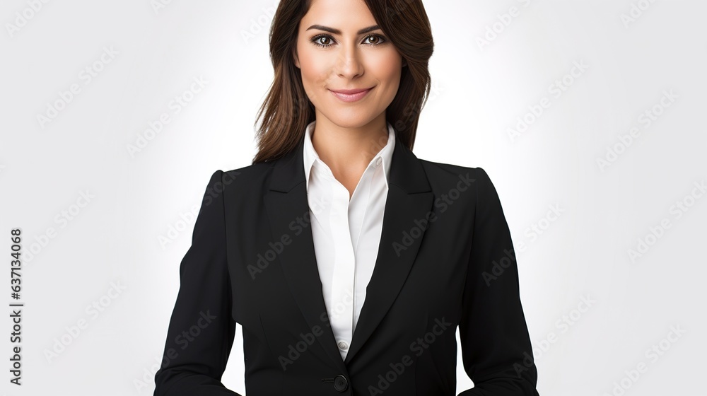 Professional portrait of a confident businesswoman in a suit, arms crossed Professional portrait of a confident businesswoman in a suit, arms crossed