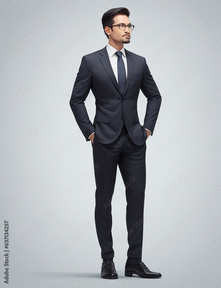 Portrait of successful businessman wearing suit confidently