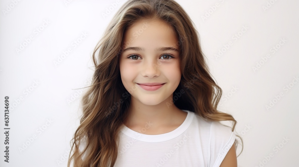 portrait of a young woman smiling, cute girl on white portrait of a young woman smiling, cute girl on white