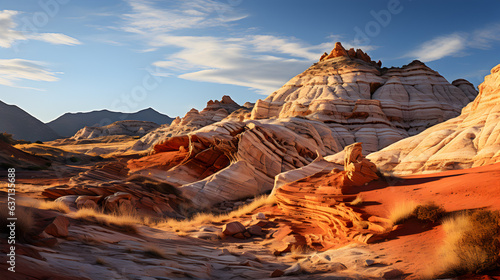 Red rock canyon desert, mountain rocks, desert landscape, blue sky