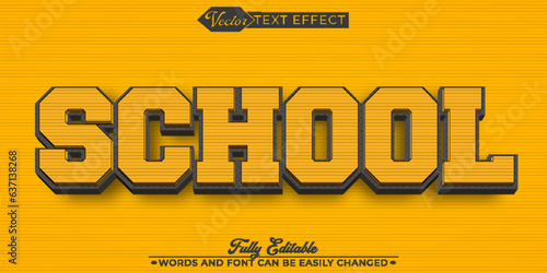 Yellow School Vector Editable Text Effect Template