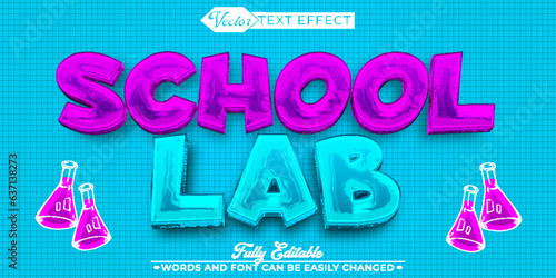 Cartoon School Lab Vector Editable Text Effect Template