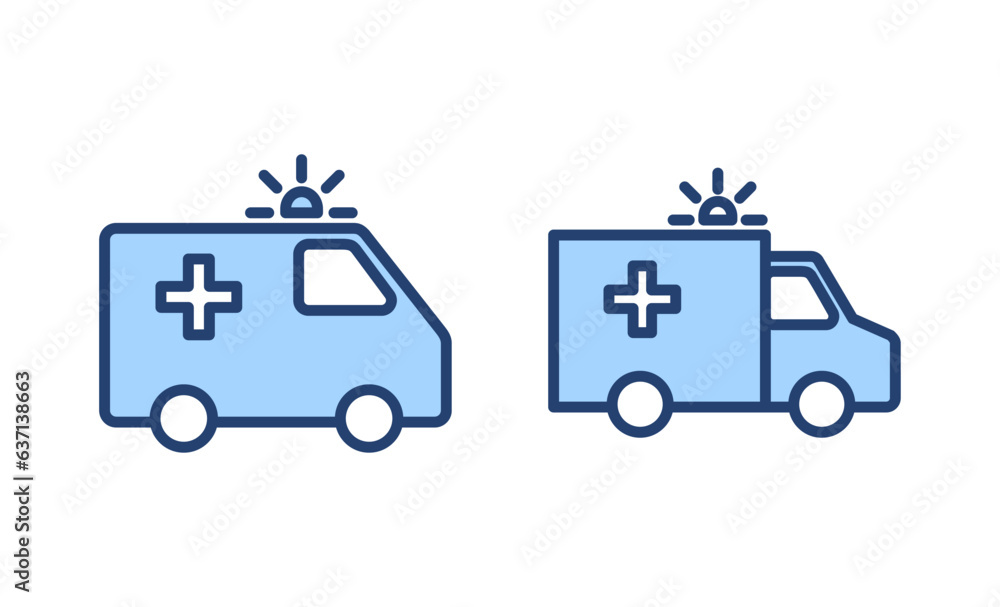 Ambulance icon vector. ambulance truck sign and symbol. ambulance car