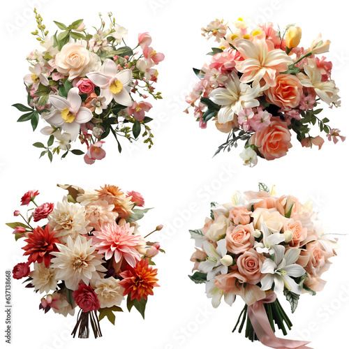 Flower bouquet spring flowers isolated on transparent background.