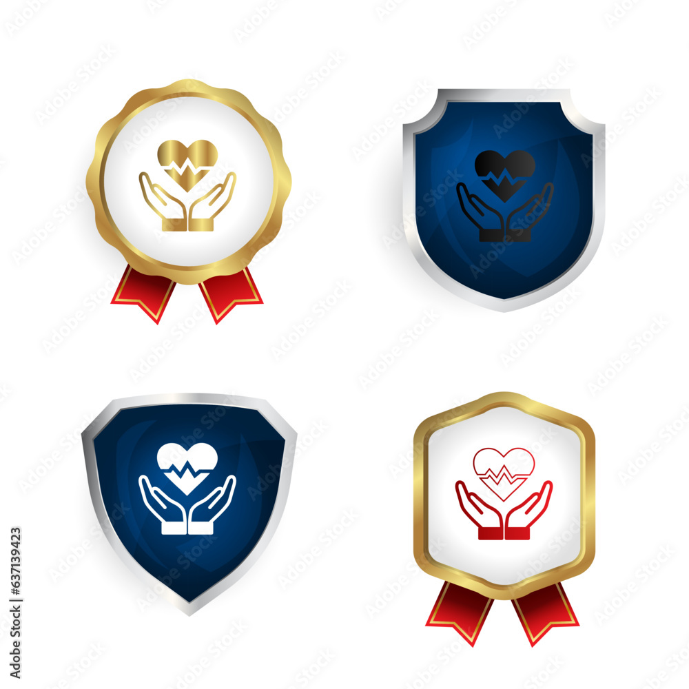 Abstract Health Insurance Badge and Label Collection