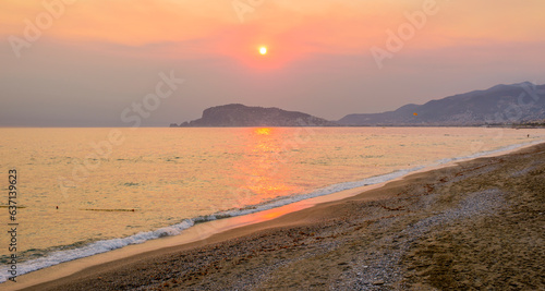 sunset on the beach in alanya