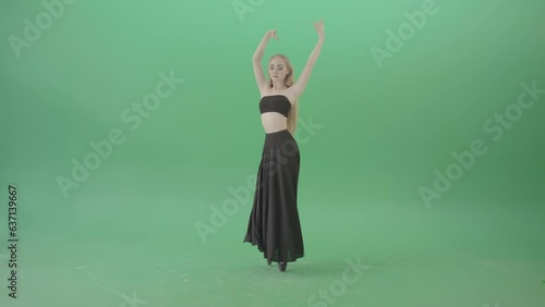 Spain Ballet dance by blonde passion ballerina girl on green screen 4K Video Footage