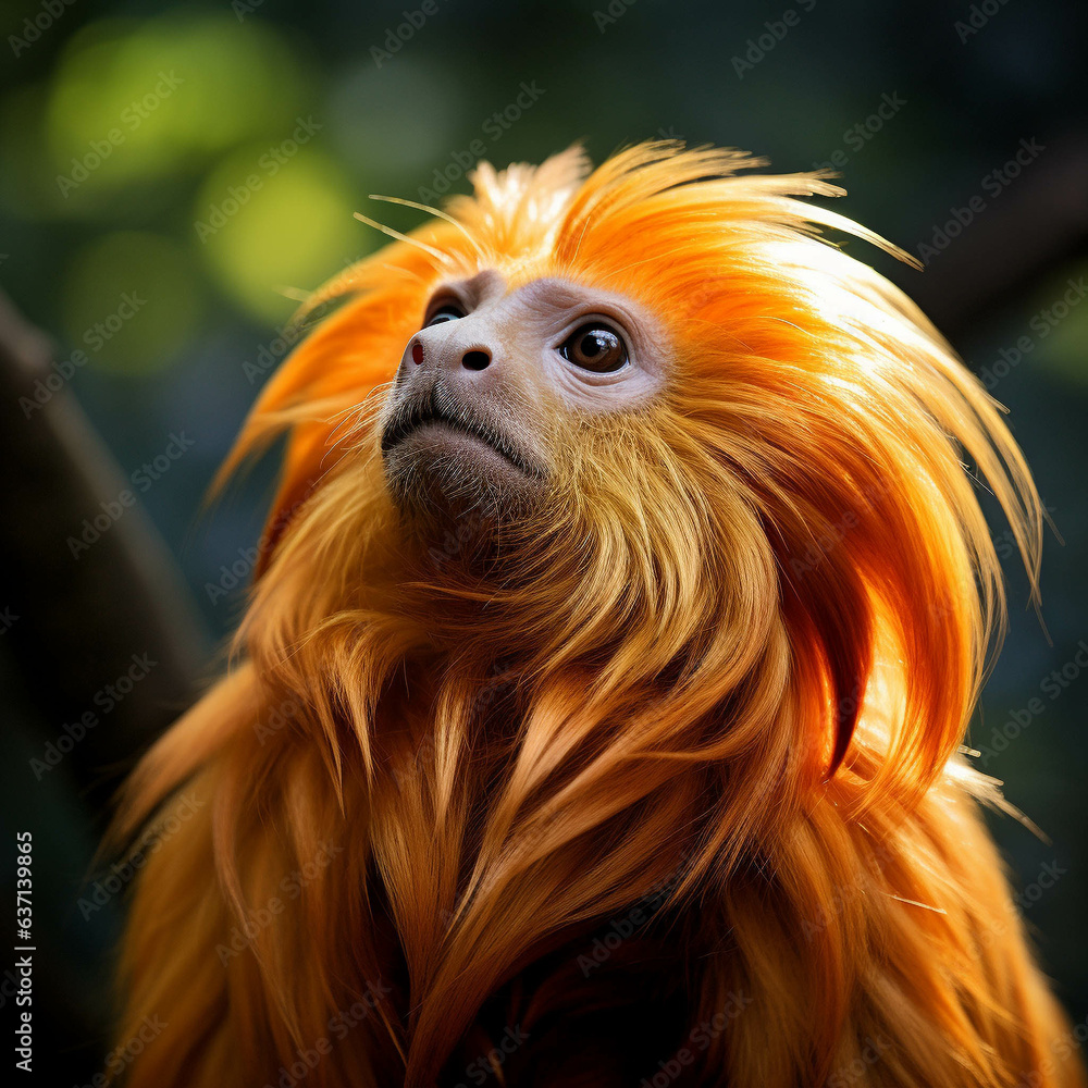 Golden Lion tamarin, native to the Atlantic coastal forests of Brazil. Endangered Animal. Golden Lion tamarin, native to the Atlantic coastal forests of Brazil. Endangered Animal.
