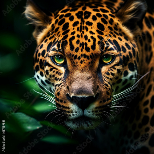 Jaguar close-up.  Large feline in the Americas. Wildlife.