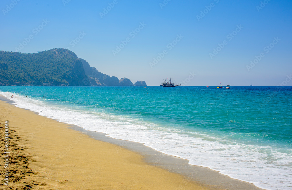 cleopatra beach in alanya. beautiful beach with sea and sand
