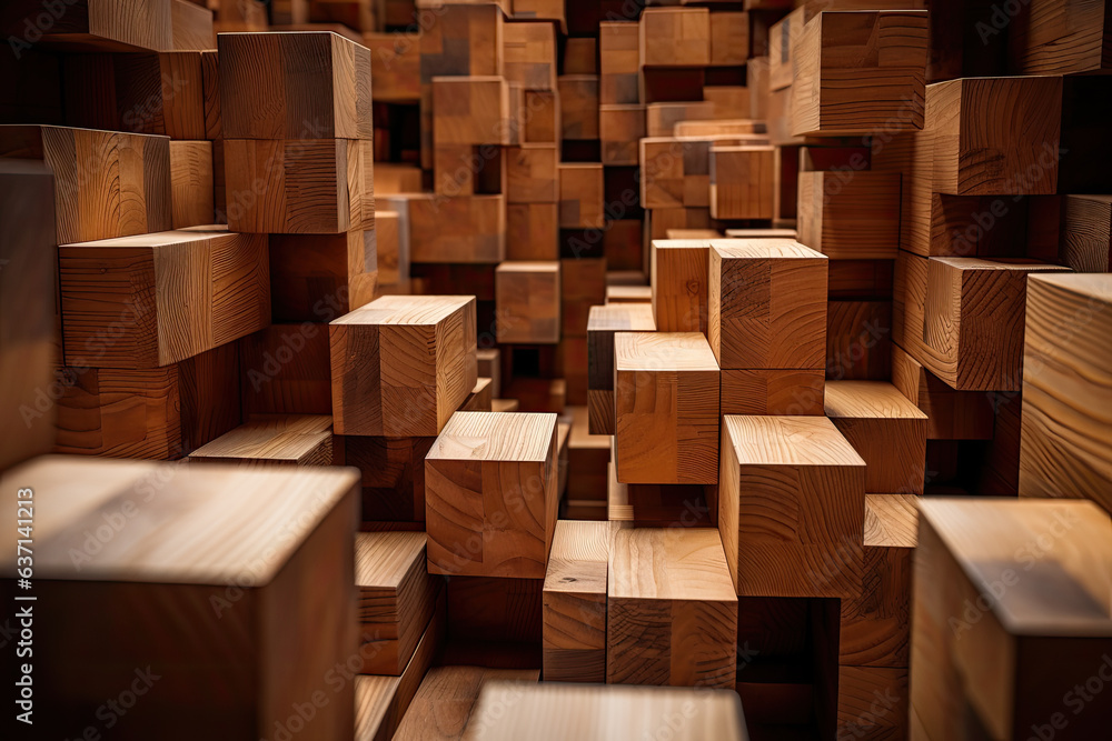 Wood Blocks stacked on top of each other Wood Blocks stacked on top of each other