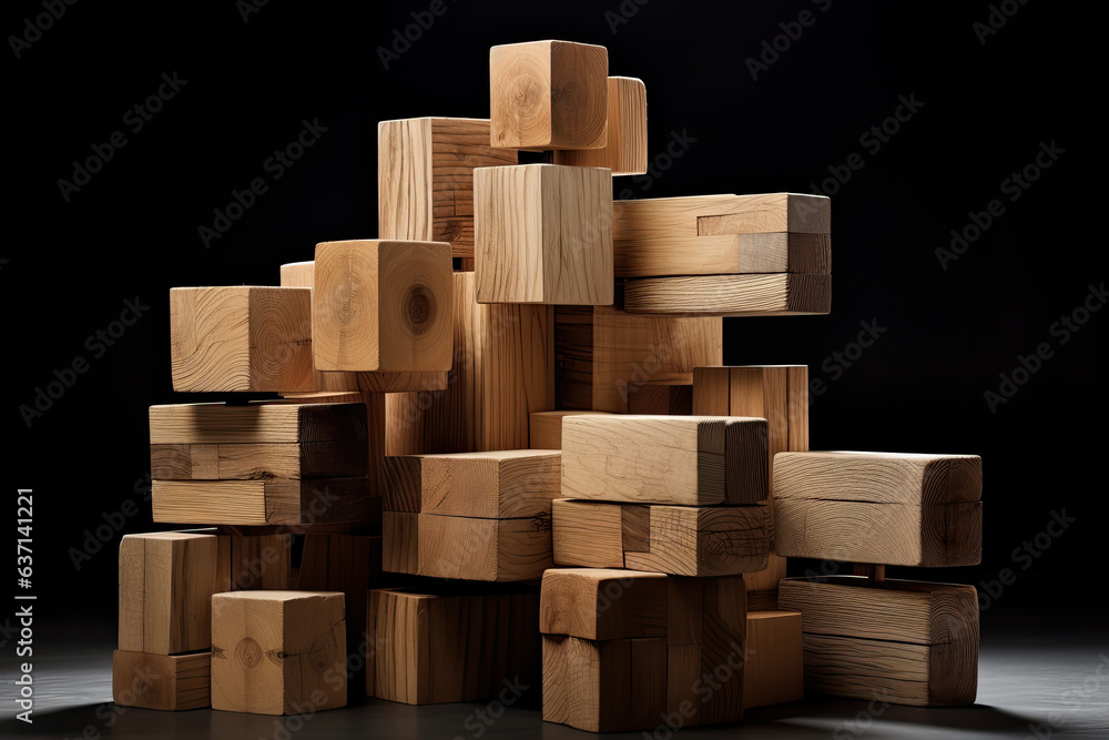 Wood Blocks stacked on top of each other Wood Blocks stacked on top of each other