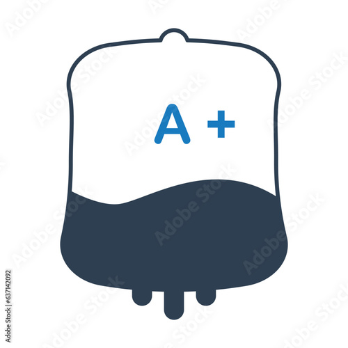 Blood group A+  icons isolated on white background. blood types vector illustration with blood bag.