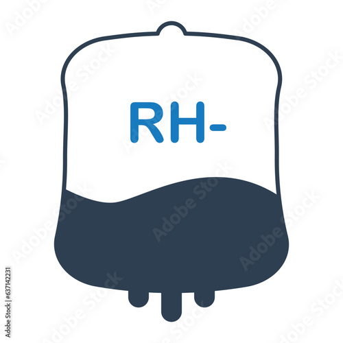 Blood group RH- icon isolated on white background. blood types vector illustration with blood bag.