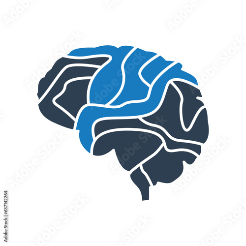 Human Brain icon flat style for medical apps and websites
