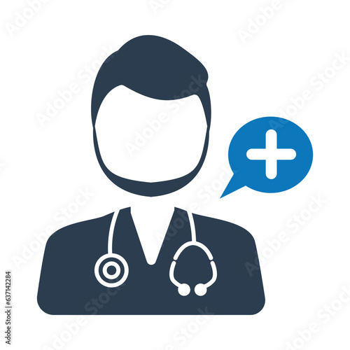 Doctor Consultation icon flat style isolated on white background. Doctor vector illustration for use on web and mobile apps. photo