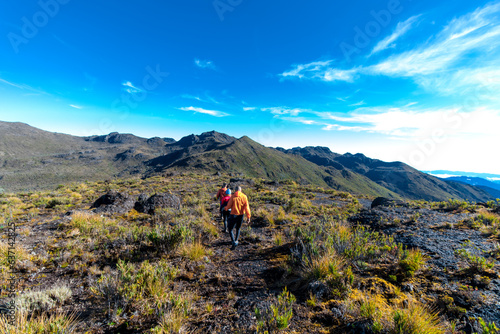 group of hikers in the middle of the paramo in Chirripo National Park in Costa Rica