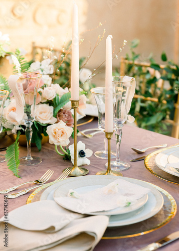 Картината върху платно Arizona Royal Palms tablescape for wedding event