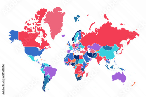 Fototapeta Naklejka Na Ścianę i Meble -  Multicolor Map of the World With Countries