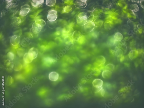 Green leaves, blurred background with bokeh, free space and nature. Summer green bokeh nature abstract background with free space for text. generative AI