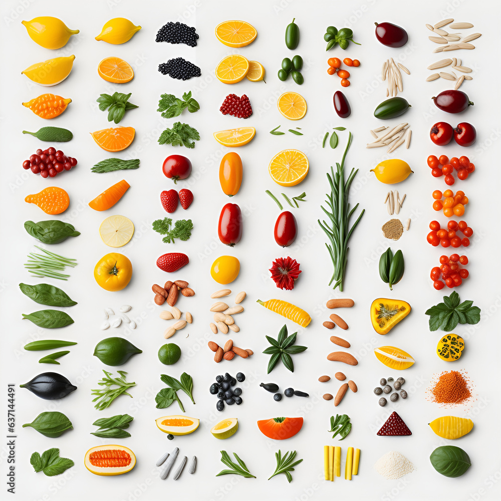 Obraz premium 20 vegetable food, Essential vitamins complex, Generative AI