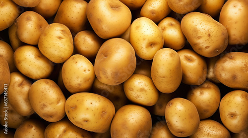 Fresh potatoes with water drops background. Vegetables backdrop. Generative AI