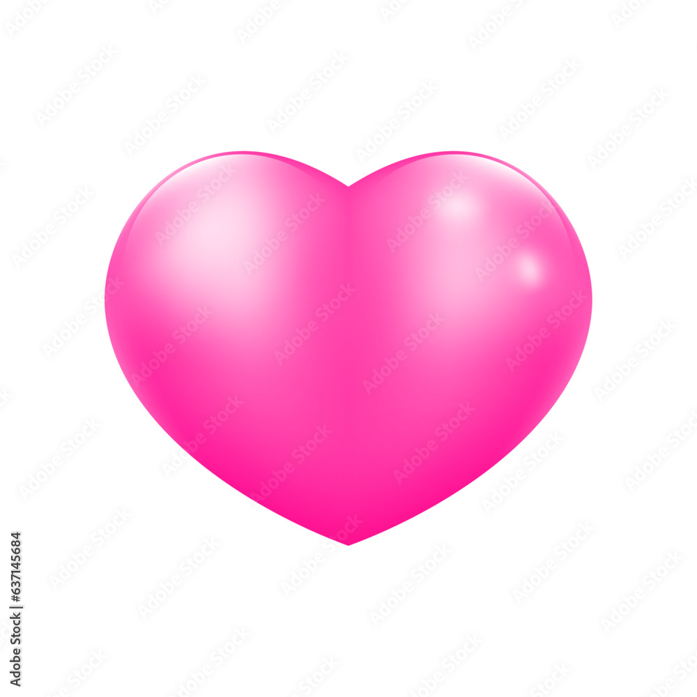 Vector realistic pink glossy heart isolated on white