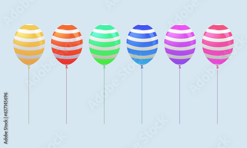 Vector set of colorful balloons inflated with helium