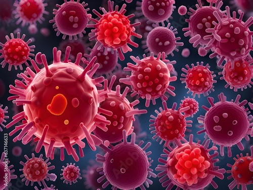 coronavirus covid - 19 virus, blood cells in the form of a virus. 3d illustration