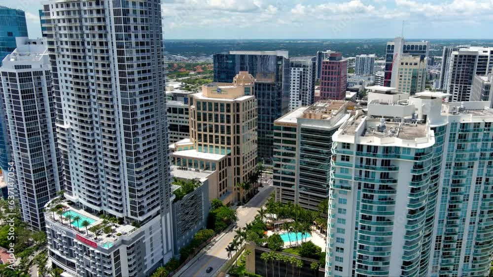 Skyscrapers Fly left Aerial Riverwalk FLL Downtown Skyscrapers Fly left Aerial Riverwalk FLL Downtown
