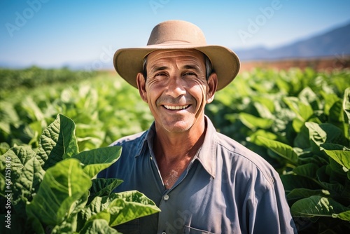 Happy farmer agriculture tobacco farm
