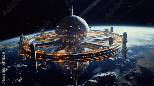 Fototapeta Naklejka Na Ścianę i Meble -  retro futuristic star base.