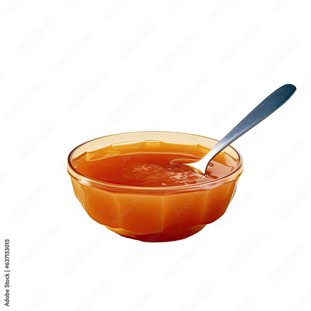 Sweet and tangy sauce in a wooden bowl Sweet and tangy sauce in a wooden bowl
