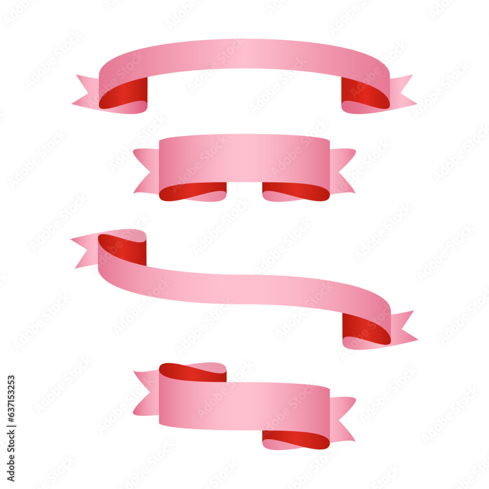 Curved Ribbon Banner Set Pink and Red Curved Ribbon Banner Set Pink and Red