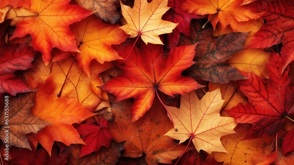Gorgeous autumn leaves create a vibrant, natural backdrop in a tranquil forest setting, capturing the essence of the fall season Gorgeous autumn leaves create a vibrant, natural backdrop in a tranquil forest setting, capturing the essence of the fall season