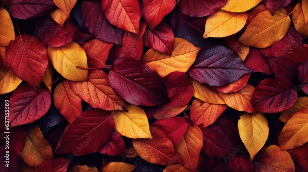 Gorgeous autumn leaves in a natural woodland setting, a vibrant burst of seasonal color and tranquility, perfect for fall-themed designs Gorgeous autumn leaves in a natural woodland setting, a vibrant burst of seasonal color and tranquility, perfect for fall-themed designs